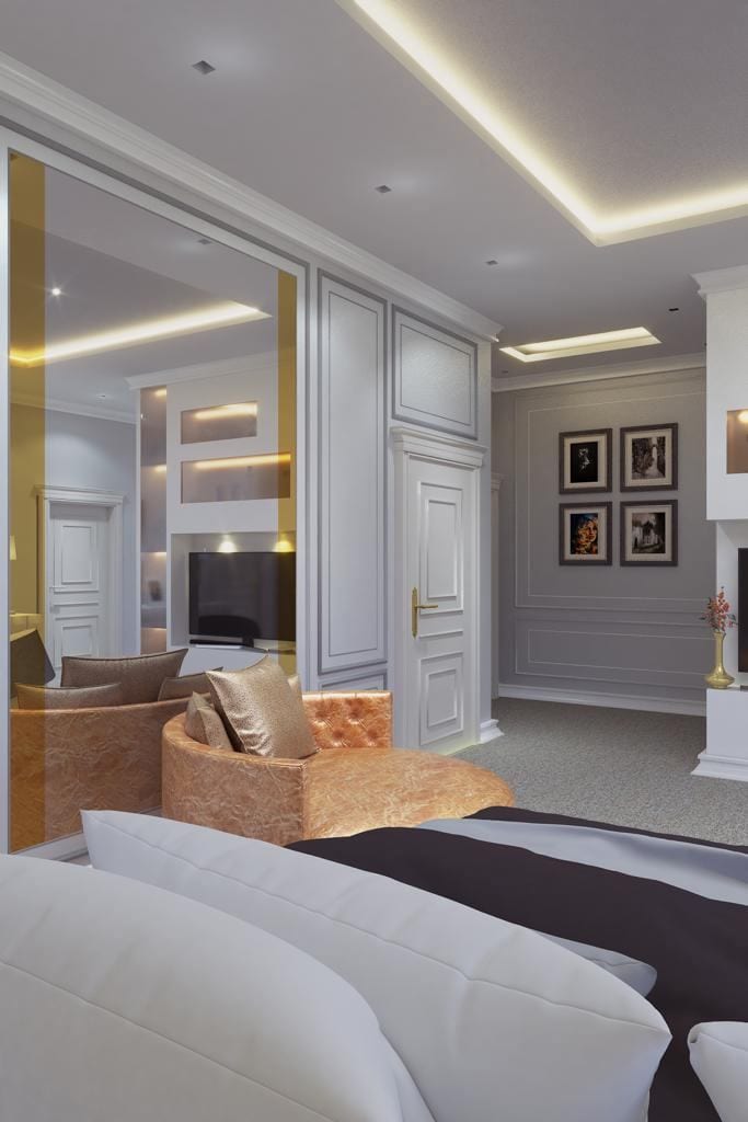Luxury gold bedroom — 3D render by 3A Design Solutions